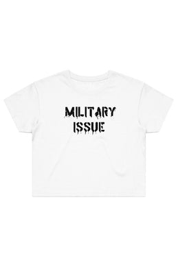 Military Issue White Street Crop Tee